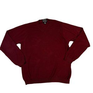 EDDIE BAUER Sweater Men's Long Sleeve Knit V-Neck Pullover Red Extra Large Tall